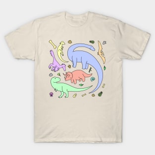 Pastel Colors Dinosaur Pattern T-Shirt